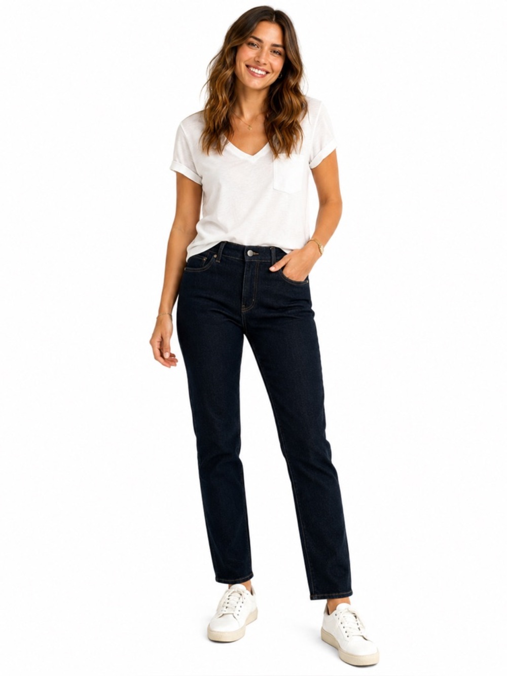 RW&Co Straight Leg Jeans 28 Dark Wash Mid Rise Denim Classic Minimalist Fit NWOT
